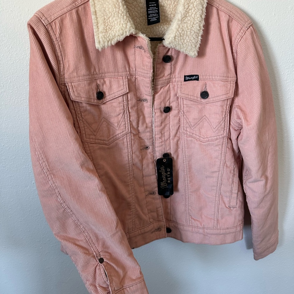 Wrangler RETRO Pink Lightweight Jacket with Sherpa Lining